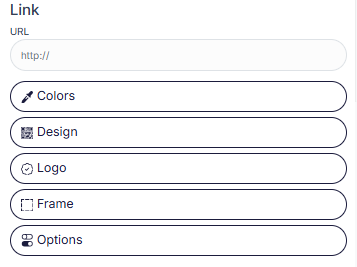 ZaitoonBites color, design, logo, frame and options controls for QR code customization.